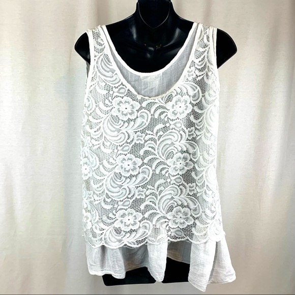 Studio West Apparel lace overlay Tunic tank , size M - Picture 3 of 5